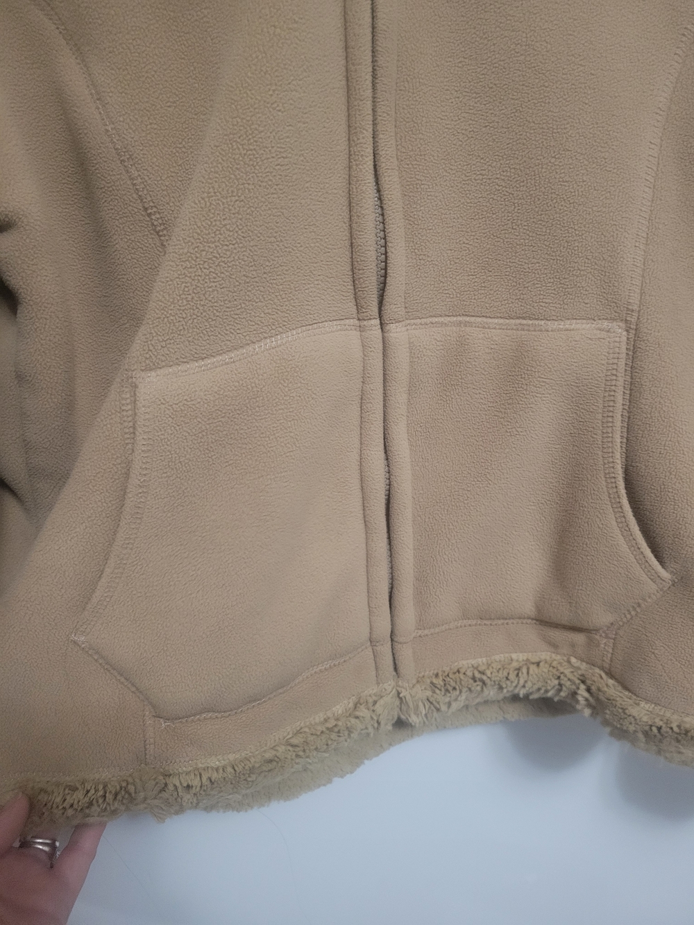 Green Tea- Cozy Sherpa-Lined Zip Hoodie in Light Taupe - Picture 8 of 8